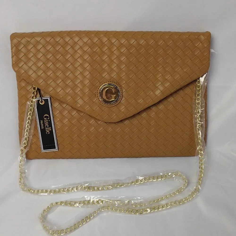 Giselle Paris - Esme Woven Clutch - Camel